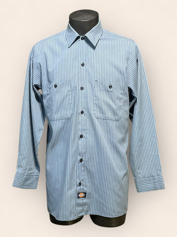 Dickies Blue Long Sleeved Striped Shirt (M)