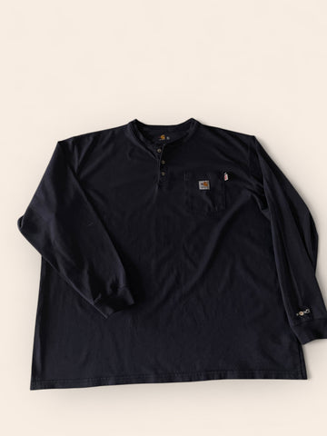 Carhartt Navy Long Sleeved Button-up Tshirt (2XL)