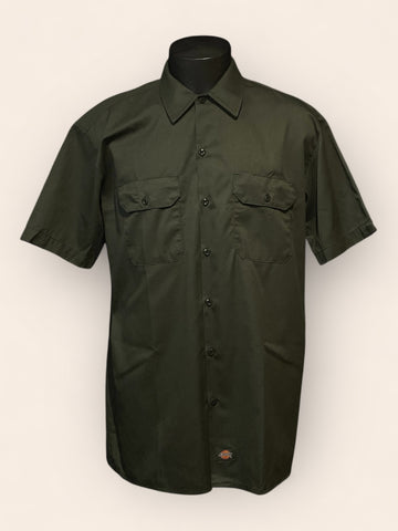 Dickies Long Sleeved Plain Dark Green Shirt (L)