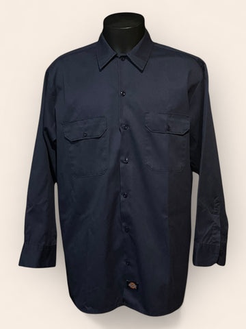 Dickies Long Sleeved Plain Navy Shirt (XL)